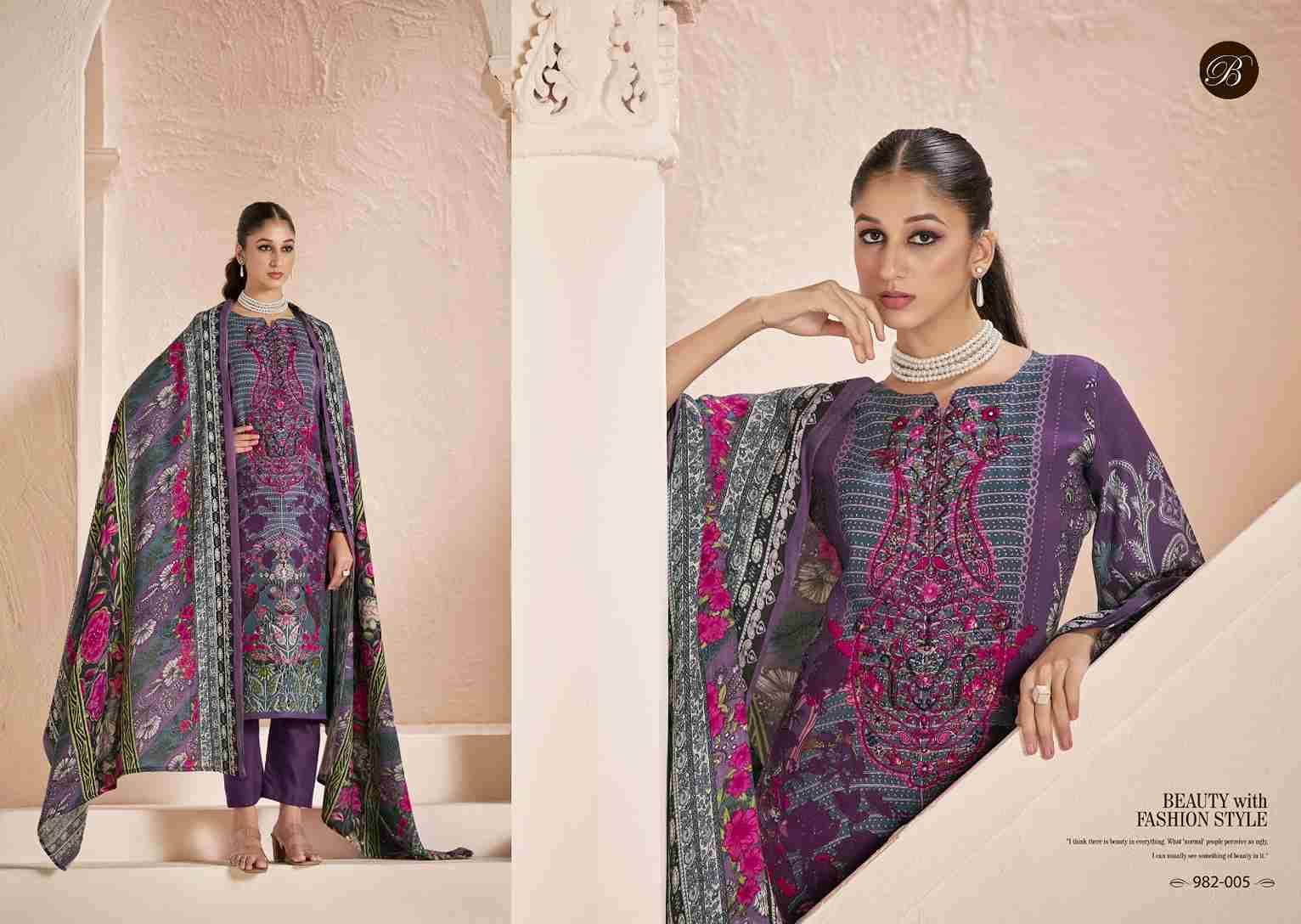 Mannat By Belliza 982-001 To 982-006 Series Beautiful Stylish Festive Suits Fancy Colorful Casual Wear & Ethnic Wear & Ready To Wear Pure Viscose Pashmina Jacquard Dresses At Wholesale Price