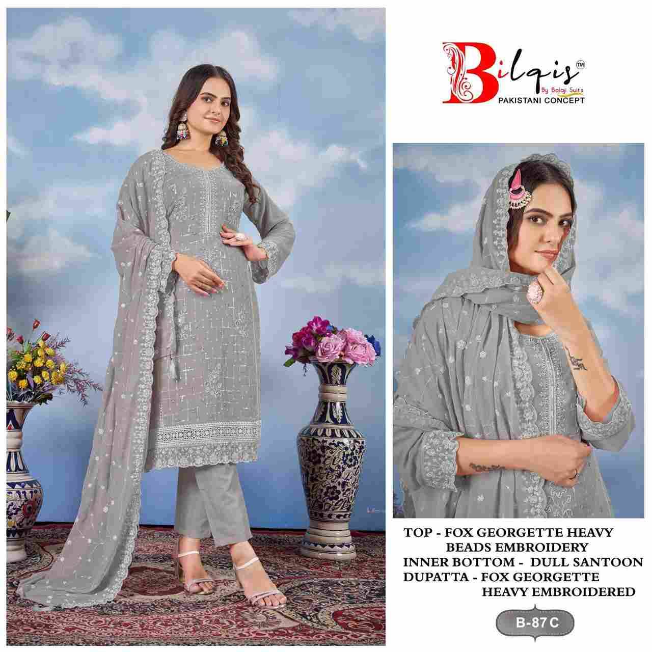 Bilqis 87 Colours By Bilqis 87-A To 87-D Series Beautiful Pakistani Suits Stylish Fancy Colorful Party Wear & Occasional Wear Faux Georgette Embroidery Dresses At Wholesale Price