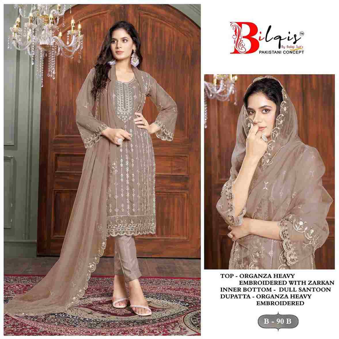 Bilqis 90 Colours By Bilqis 90-A To 90-D Series Beautiful Pakistani Suits Stylish Fancy Colorful Party Wear & Occasional Wear Organza Embroidery Dresses At Wholesale Price