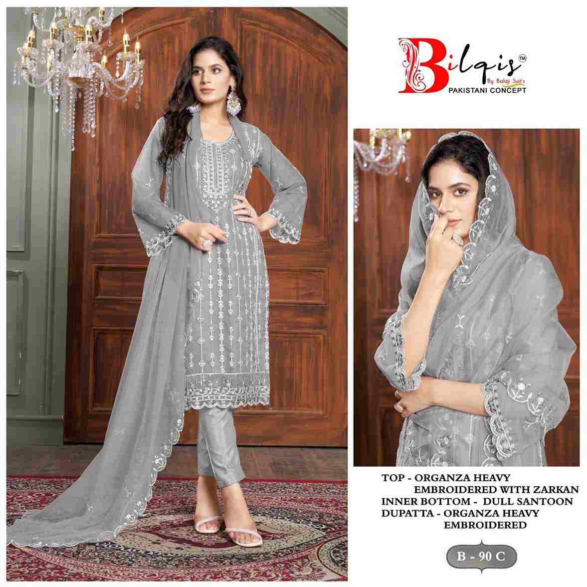 Bilqis 90 Colours By Bilqis 90-A To 90-D Series Beautiful Pakistani Suits Stylish Fancy Colorful Party Wear & Occasional Wear Organza Embroidery Dresses At Wholesale Price