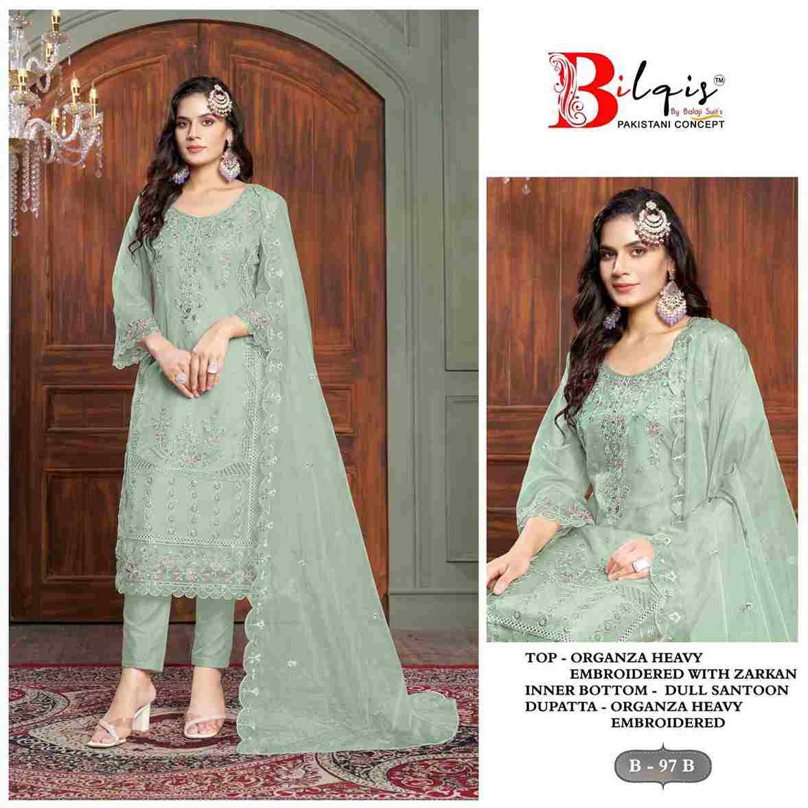 Bilqis 97 Colours By Bilqis 97-A To 97-D Series Beautiful Pakistani Suits Stylish Fancy Colorful Party Wear & Occasional Wear Organza Embroidery Dresses At Wholesale Price