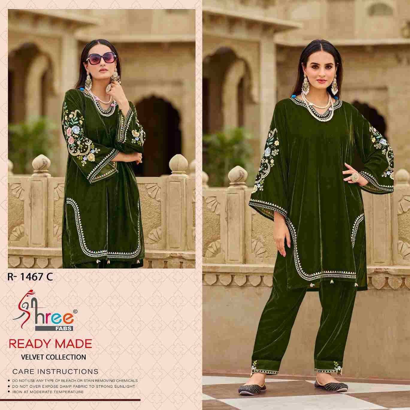 Shree Fabs Hit Design R-1467 Colours By Shree Fabs R-1467-A To R-1467-D Series Wholesale Designer Pakistani Suits Collection Beautiful Stylish Fancy Colorful Party Wear & Occasional Wear Viscose Velvet Kurtis With Bottom At Wholesale Price