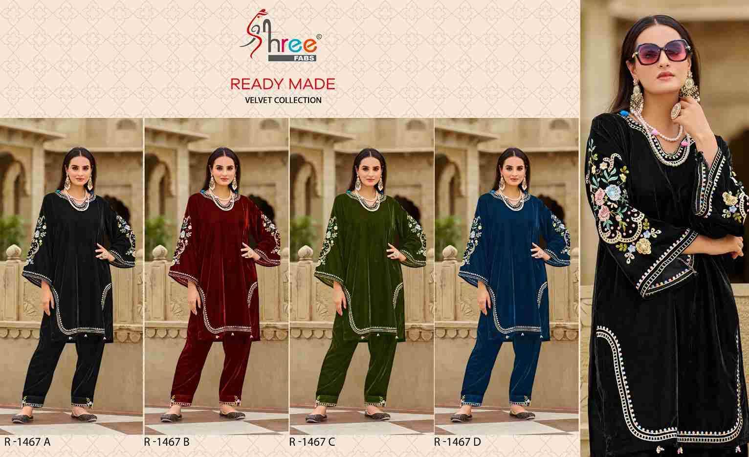 Shree Fabs Hit Design R-1467 Colours By Shree Fabs R-1467-A To R-1467-D Series Wholesale Designer Pakistani Suits Collection Beautiful Stylish Fancy Colorful Party Wear & Occasional Wear Viscose Velvet Kurtis With Bottom At Wholesale Price