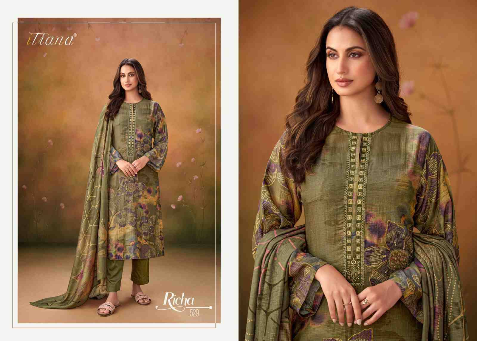 Richa By Itrana Beautiful Festive Suits Colorful Stylish Fancy Casual Wear & Ethnic Wear Muslin Dresses At Wholesale Price