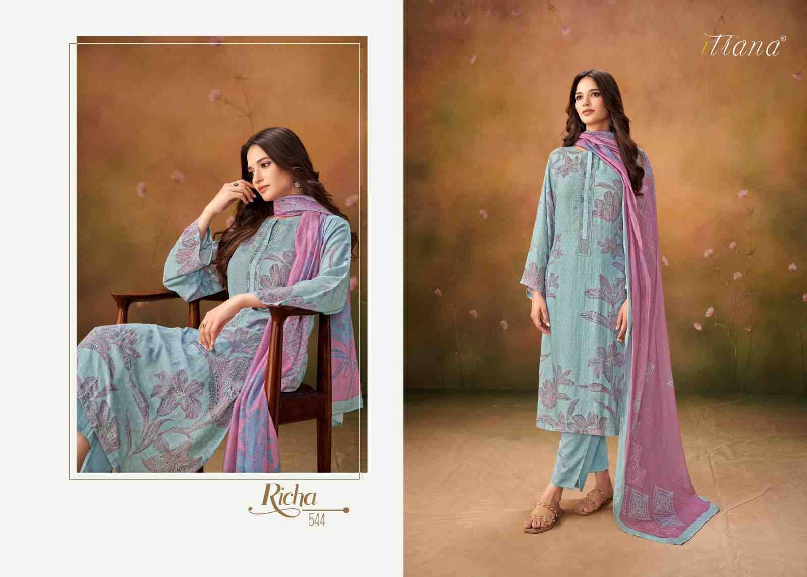 Richa By Itrana Beautiful Festive Suits Colorful Stylish Fancy Casual Wear & Ethnic Wear Muslin Dresses At Wholesale Price