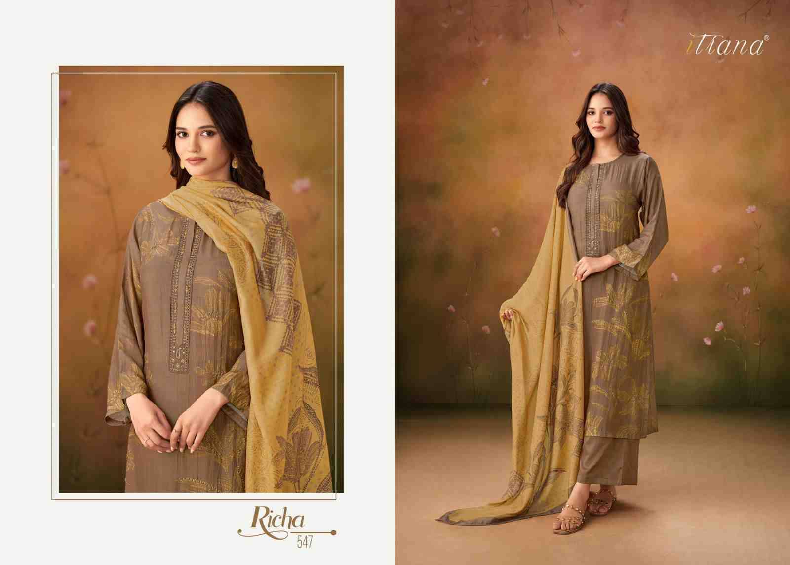 Richa By Itrana Beautiful Festive Suits Colorful Stylish Fancy Casual Wear & Ethnic Wear Muslin Dresses At Wholesale Price