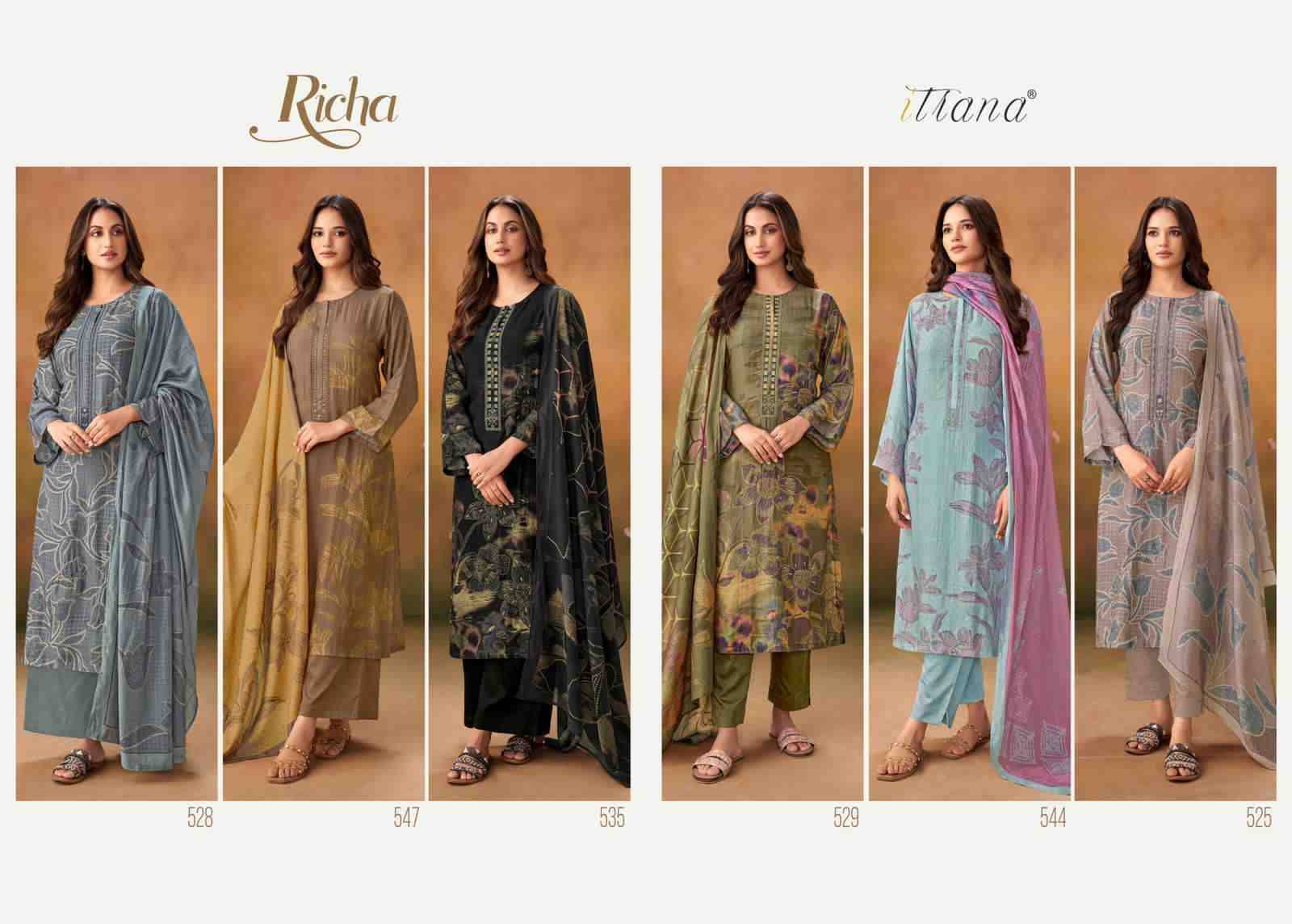 Richa By Itrana Beautiful Festive Suits Colorful Stylish Fancy Casual Wear & Ethnic Wear Muslin Dresses At Wholesale Price