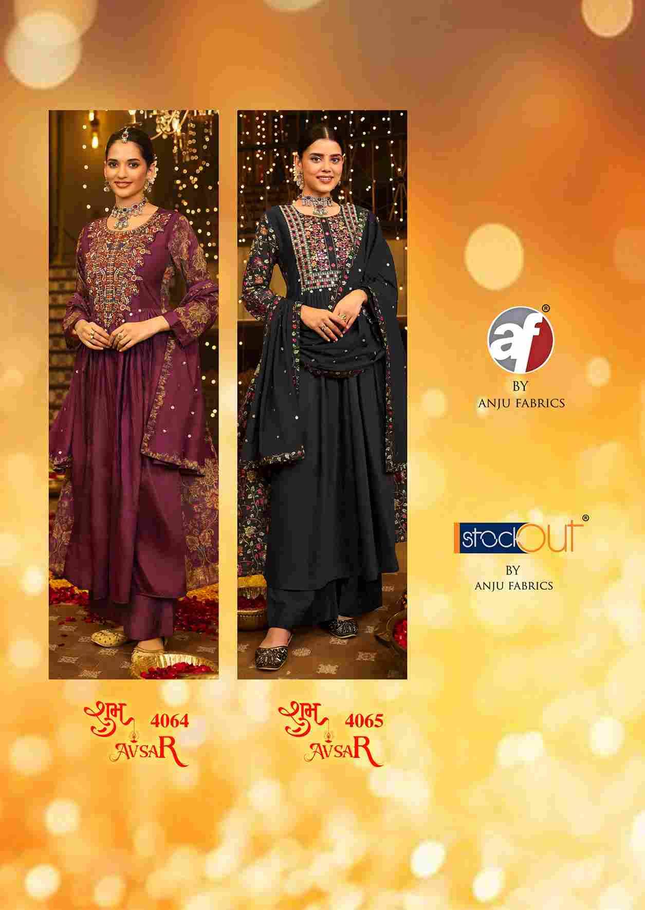 Shubh Avsar By Anju Fabrics 4061 To 4065 Series Beautiful Festive Suits Colorful Stylish Fancy Casual Wear & Ethnic Wear Viscose Dresses At Wholesale Price