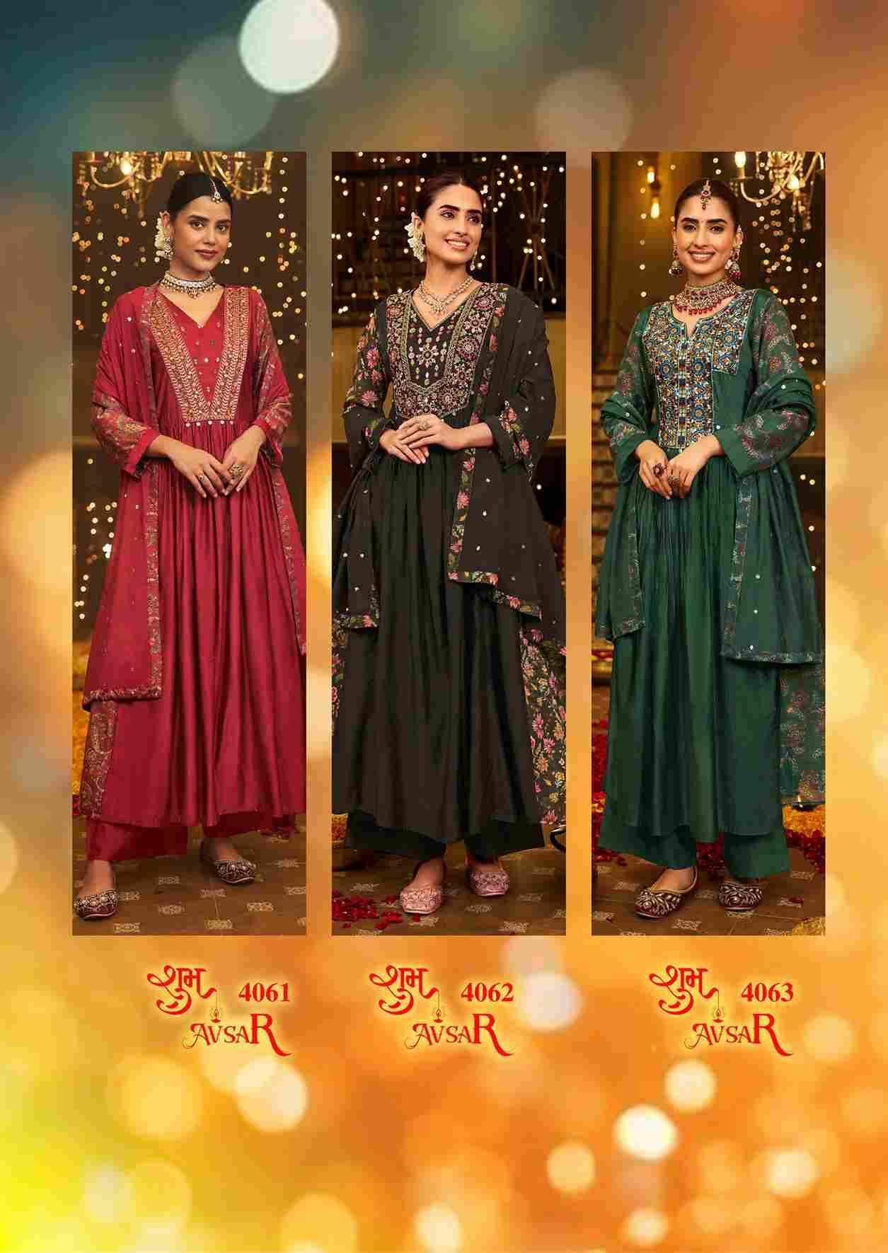 Shubh Avsar By Anju Fabrics 4061 To 4065 Series Beautiful Festive Suits Colorful Stylish Fancy Casual Wear & Ethnic Wear Viscose Dresses At Wholesale Price