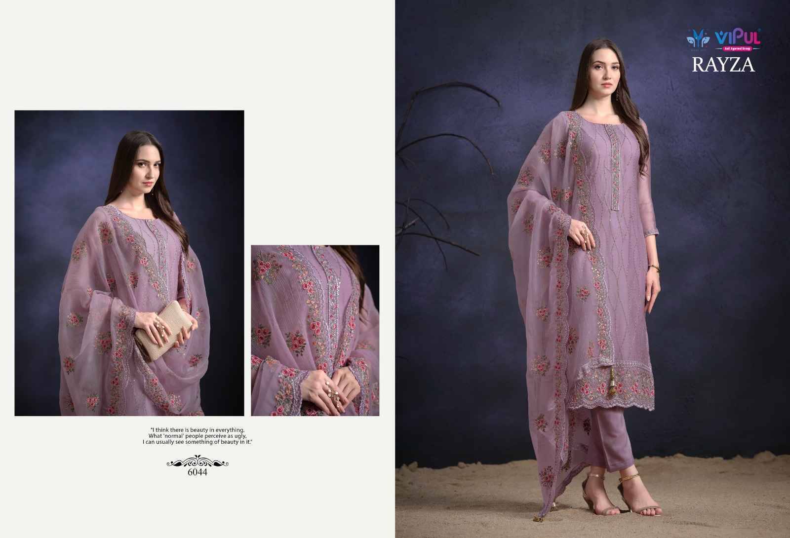 Rayza By Vipul Fashion 6041 To 6046 Series Designer Festive Suits Beautiful Fancy Stylish Colorful Party Wear & Occasional Wear Organza Chiffon Embroidered Dresses At Wholesale Price