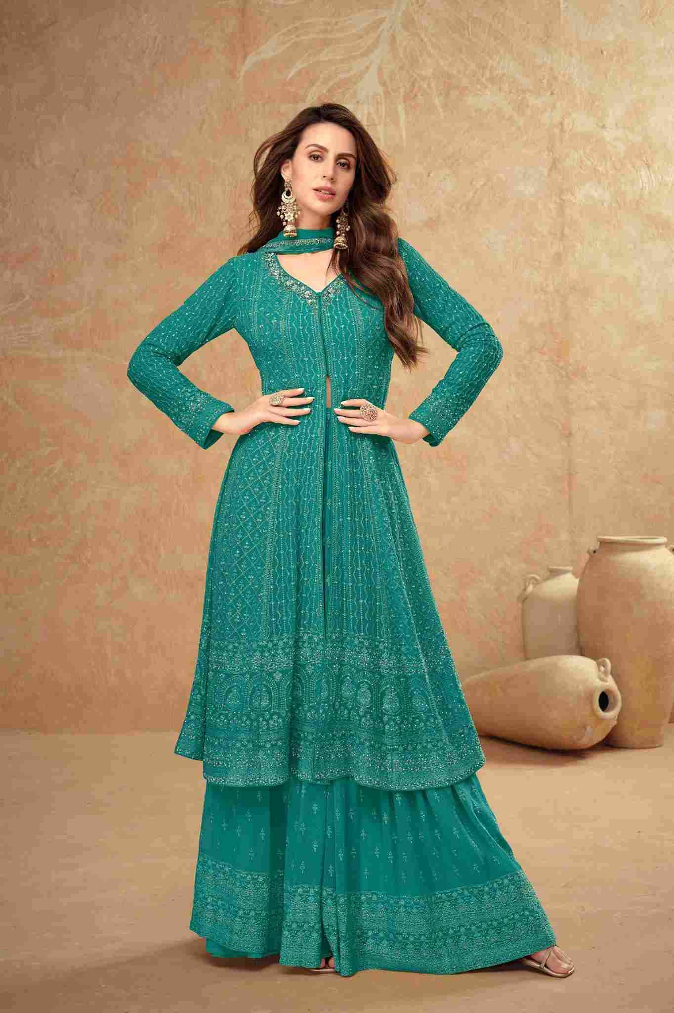 Farina By Gulkayra Designer 7513-A To 7513-D Series Designer Sharara Suits Collection Beautiful Stylish Fancy Colorful Party Wear & Occasional Wear Georgette Embroidered Dresses At Wholesale Price