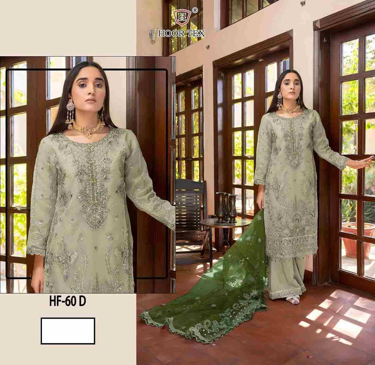 Hoor Tex Hit Design HF-60 Colours By Hoor Tex HF-60-A To HF-60-D Series Designer Festive Pakistani Suits Collection Beautiful Stylish Fancy Colorful Party Wear & Occasional Wear Heavy Organza With Embroidered Dresses At Wholesale Price