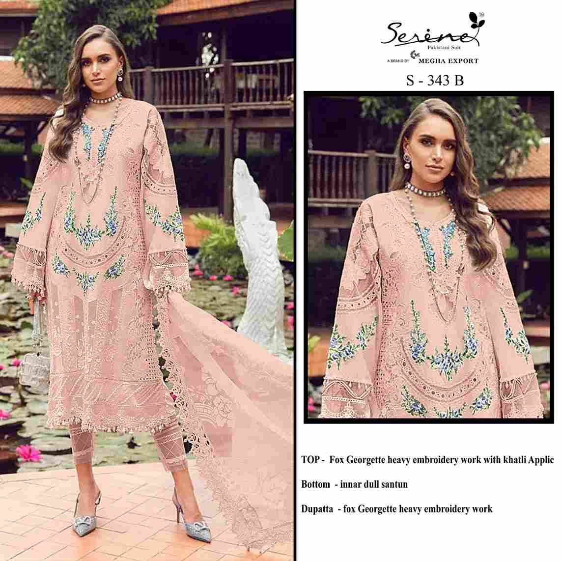 Serene Hit Design S-343 Colours By Serene S-343-A To S-343-D Series Designer Pakistani Suits Beautiful Fancy Colorful Stylish Party Wear & Occasional Wear Faux Georgette Embroidered Dresses At Wholesale Price