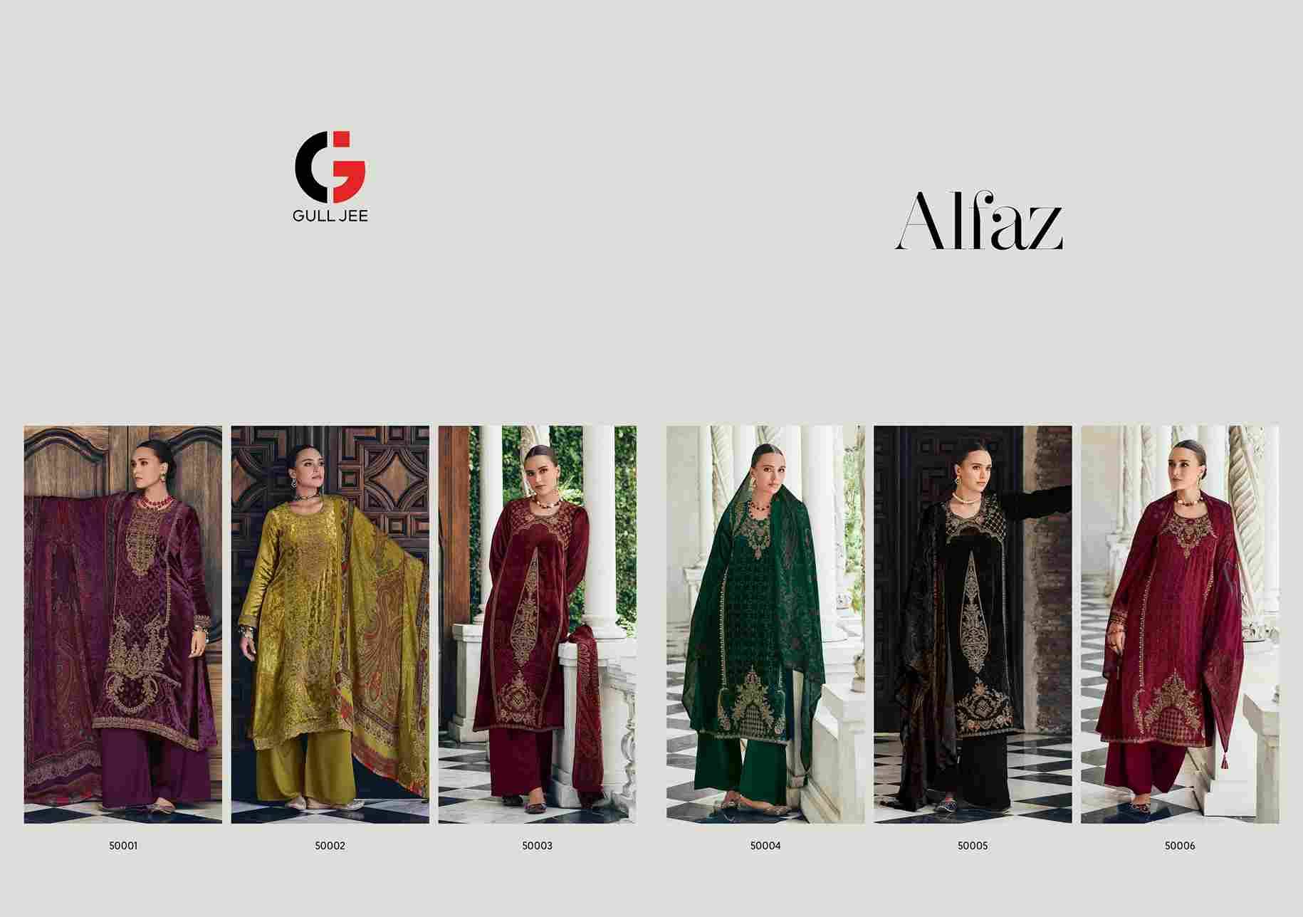 Alfaz By Gull Jee 50001 To 50006 Series Beautiful Festive Suits Colorful Stylish Fancy Casual Wear & Ethnic Wear Viscose Velvet Embroidered Dresses At Wholesale Price