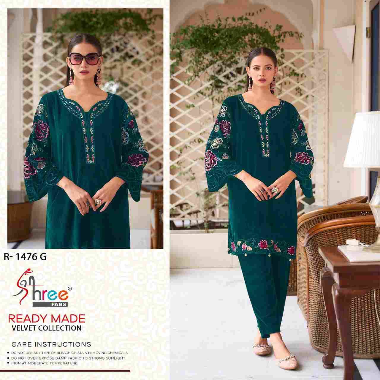 Shree Fabs Hit Design R-1476 Colours Vol-2 By Shree Fabs R-1476-E To R-1476-H Series Wholesale Designer Pakistani Suits Collection Beautiful Stylish Fancy Colorful Party Wear & Occasional Wear Velvet Kurtis With Bottom At Wholesale Price