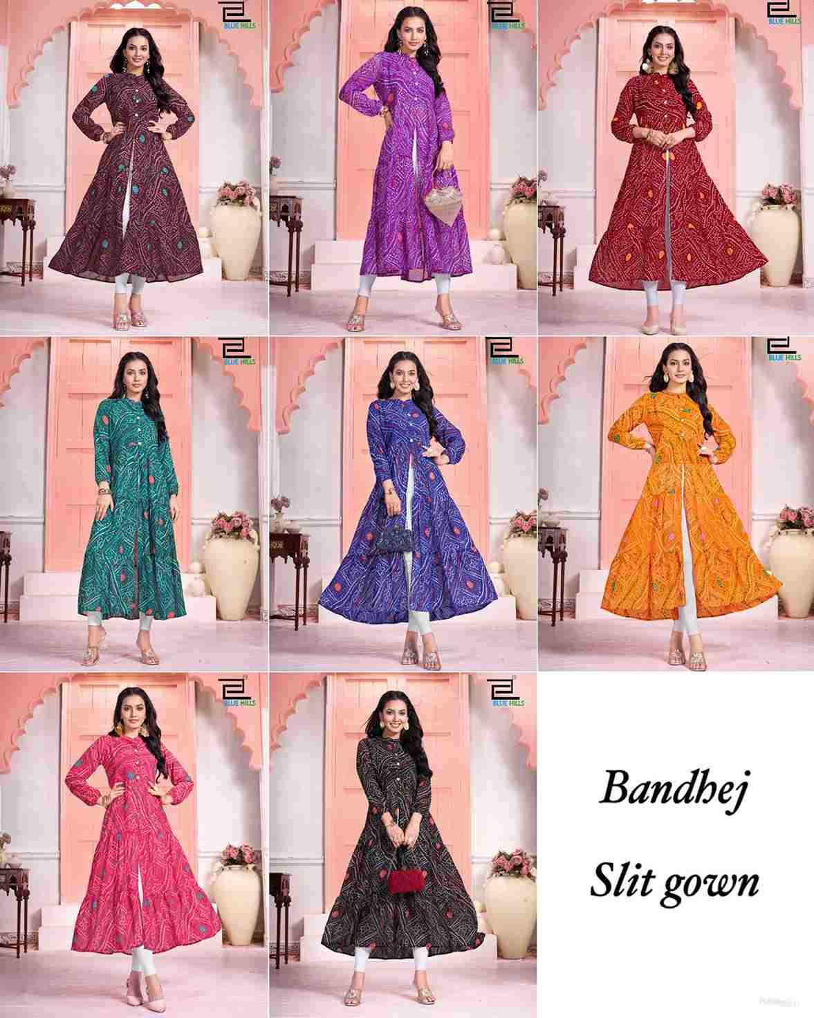 Bandhej Vol-2 By Blue Hills 2001 To 2008 Series Designer Stylish Fancy Colorful Beautiful Party Wear & Ethnic Wear Collection Pure Georgette Gowns At Wholesale Price