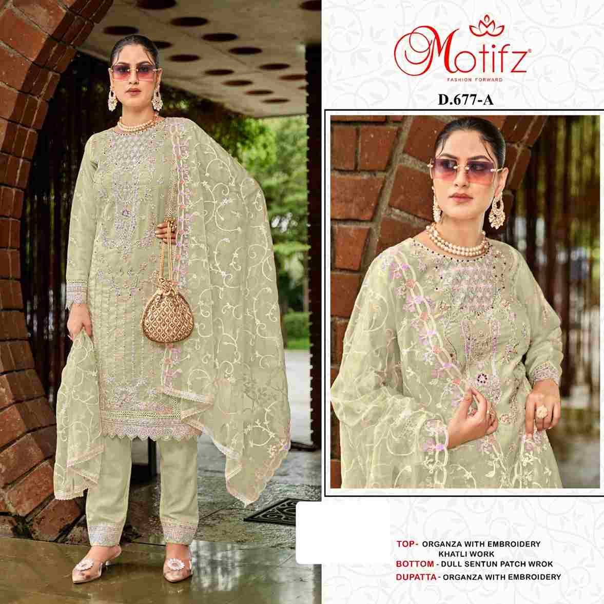 Motifz Hit Design 677 Colours By Motifz 677-A To 677-D Series Beautiful Pakistani Suits Colorful Stylish Fancy Casual Wear & Ethnic Wear Organza Dresses At Wholesale Price