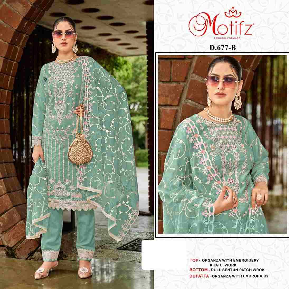 Motifz Hit Design 677 Colours By Motifz 677-A To 677-D Series Beautiful Pakistani Suits Colorful Stylish Fancy Casual Wear & Ethnic Wear Organza Dresses At Wholesale Price