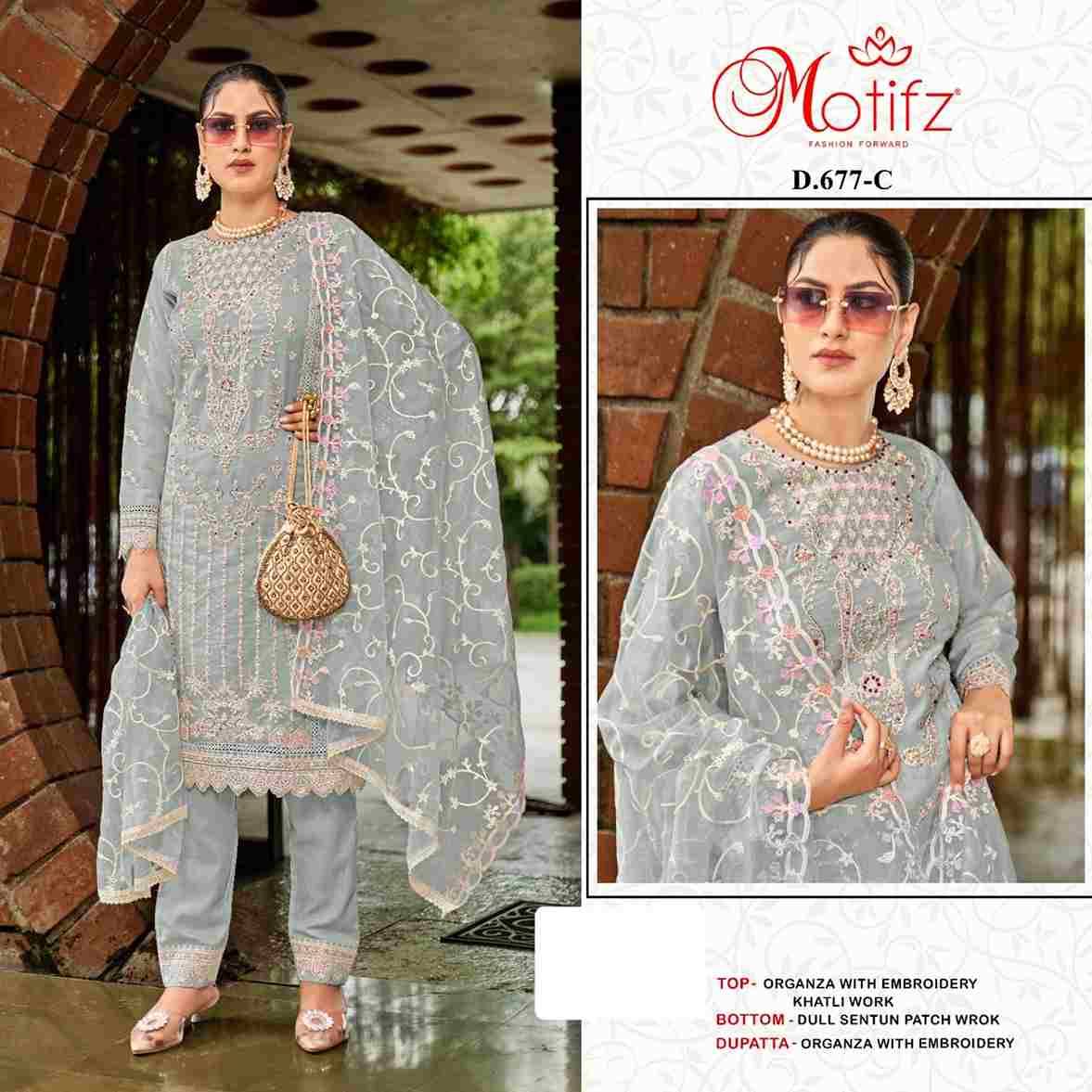 Motifz Hit Design 677 Colours By Motifz 677-A To 677-D Series Beautiful Pakistani Suits Colorful Stylish Fancy Casual Wear & Ethnic Wear Organza Dresses At Wholesale Price