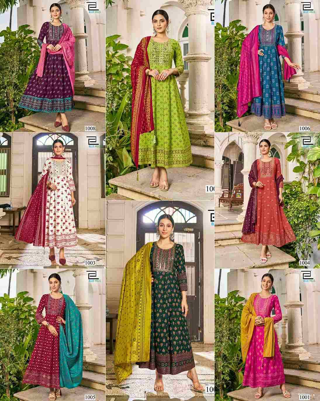 Masakali Vol-3 By Blue Hills 1001 TO 1008 Series Designer Stylish Fancy Colorful Beautiful Party Wear & Ethnic Wear Collection Heavy Rayon Embroidery Gowns With Dupatta At Wholesale Price