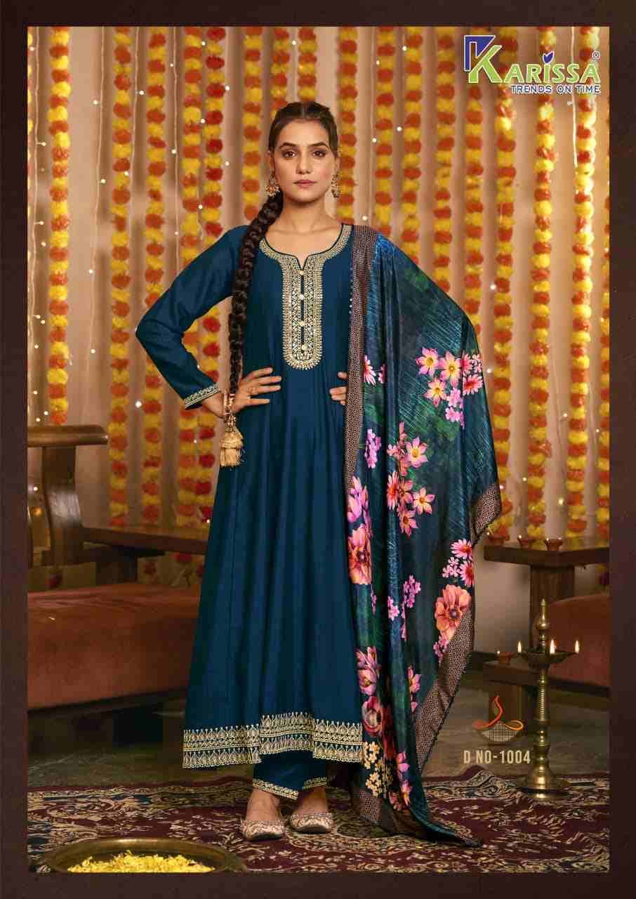 Gehna By Karissa 1001 To 1004 Series Beautiful Festive Suits Colorful Stylish Fancy Casual Wear & Ethnic Wear Vichitra Dresses At Wholesale Price