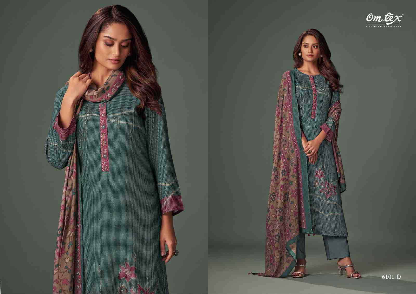 Sora By Om Tex 6101-A To 6101-D Series Designer Festive Suits Collection Beautiful Stylish Fancy Colorful Party Wear & Occasional Wear Kashmeere Cheks Dresses At Wholesale Price