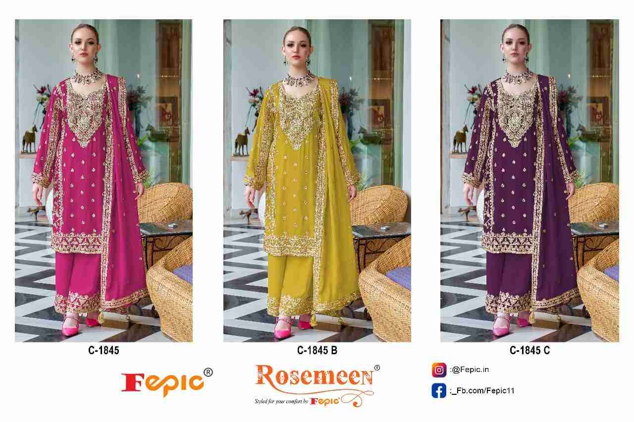 Fepic 1845 Colours By Fepic 1845-A To 1845-C Series Beautiful Pakistani Suits Colorful Stylish Fancy Casual Wear & Ethnic Wear Chinnon Embroidered Dresses At Wholesale Price