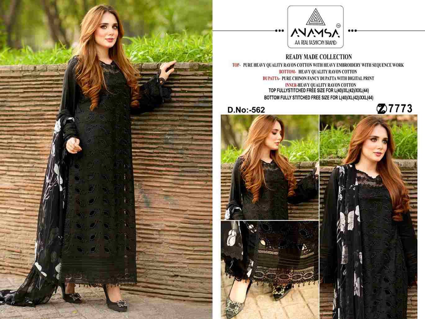 Anamsa Hit Design 562 By Fashid Wholesale Beautiful Pakistani Suits Colorful Stylish Fancy Casual Wear & Ethnic Wear Pure Rayon Cotton Embroidered Dresses At Wholesale Price