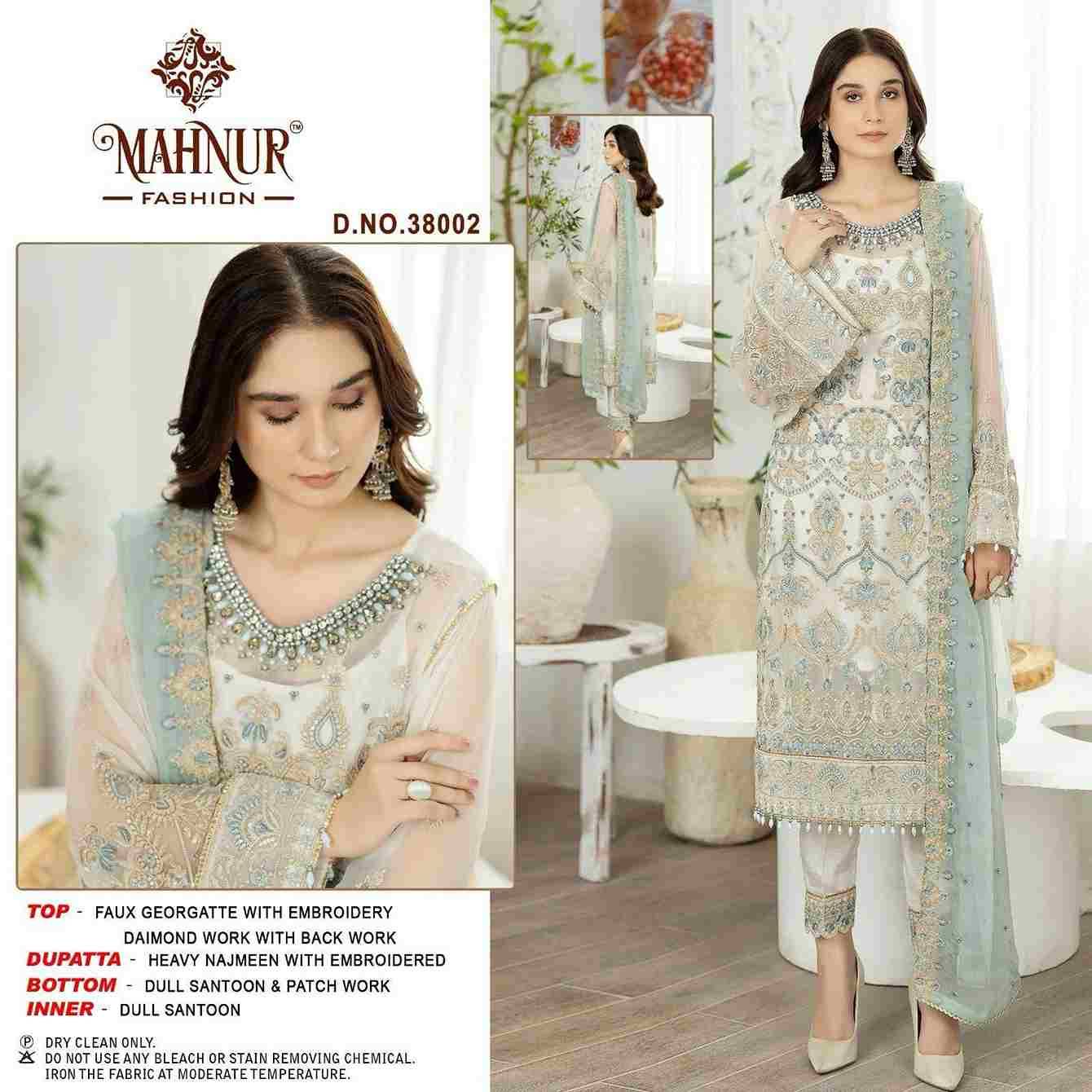 Mahnur Vol-38 By Mahnur Fashion 38001 To 38003 Series Beautiful Pakistani Suits Colorful Stylish Fancy Casual Wear & Ethnic Wear Faux Georgette Dresses At Wholesale Price