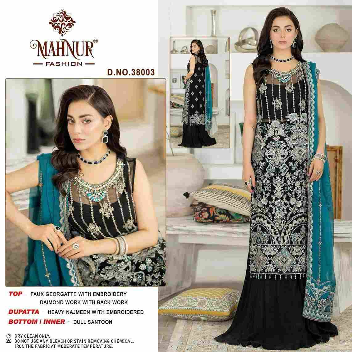 Mahnur Vol-38 By Mahnur Fashion 38001 To 38003 Series Beautiful Pakistani Suits Colorful Stylish Fancy Casual Wear & Ethnic Wear Faux Georgette Dresses At Wholesale Price