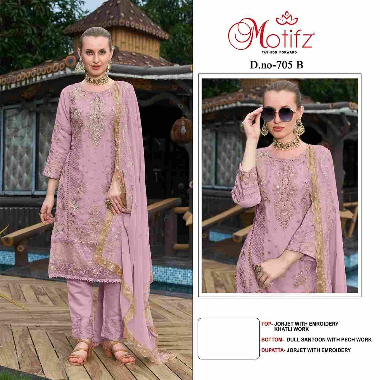 Motifz Hit Design 705 Colours By Motifz 705-A To 705-D Series Beautiful Pakistani Suits Colorful Stylish Fancy Casual Wear & Ethnic Wear Georgette Dresses At Wholesale Price