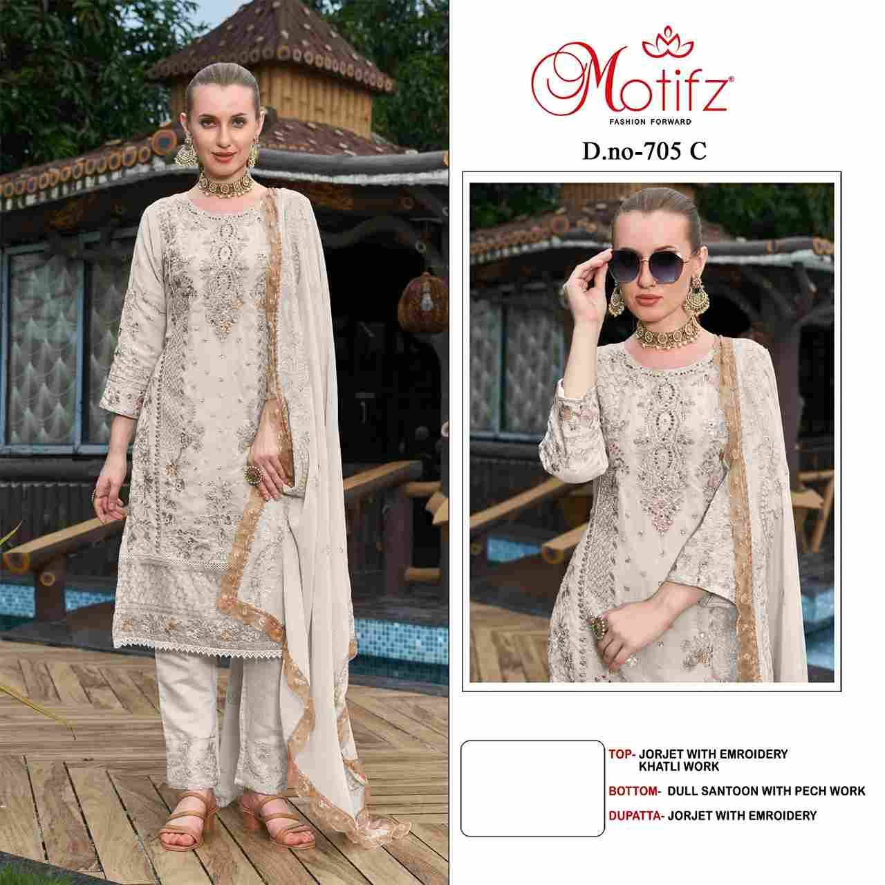 Motifz Hit Design 705 Colours By Motifz 705-A To 705-D Series Beautiful Pakistani Suits Colorful Stylish Fancy Casual Wear & Ethnic Wear Georgette Dresses At Wholesale Price