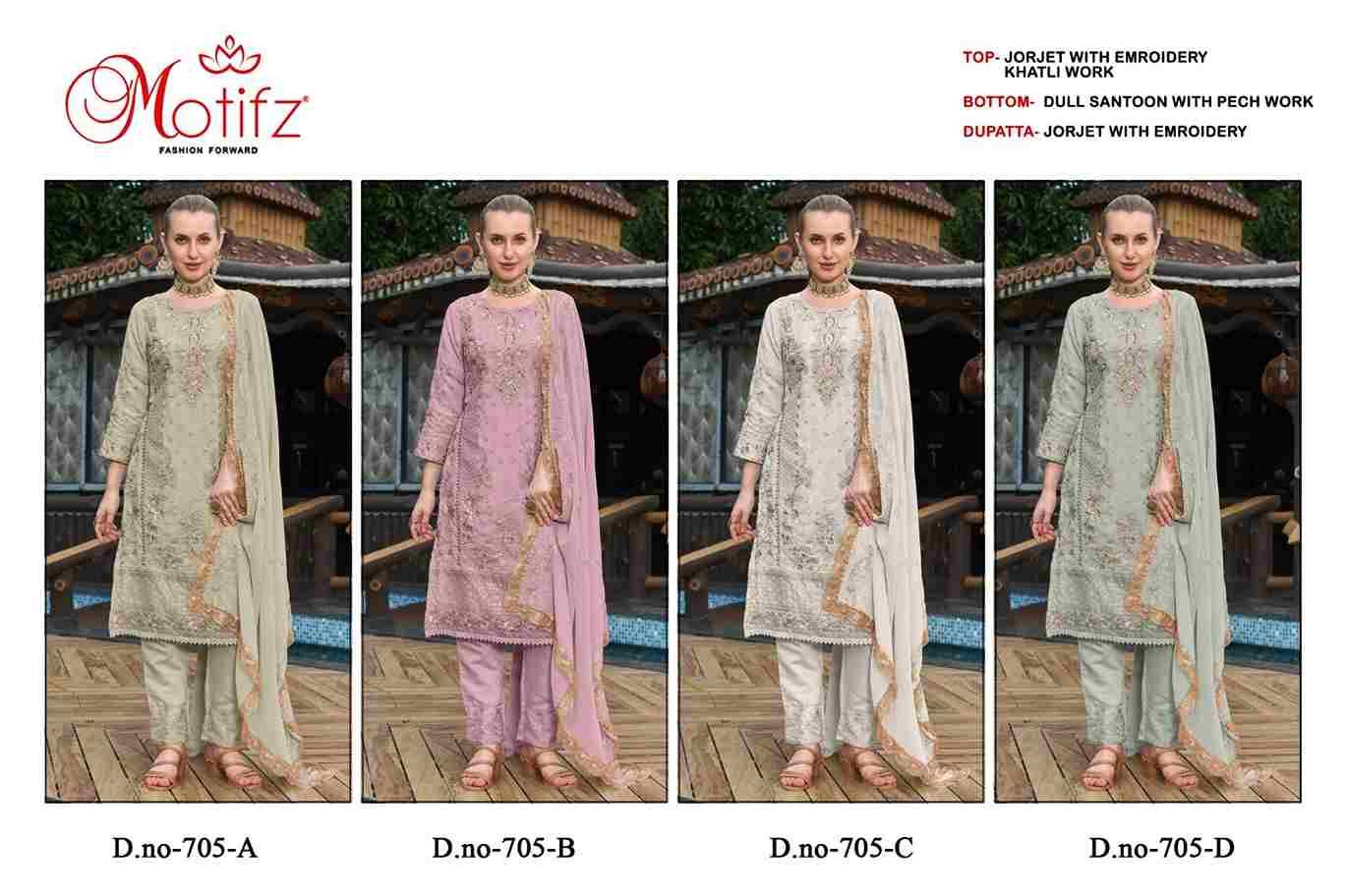 Motifz Hit Design 705 Colours By Motifz 705-A To 705-D Series Beautiful Pakistani Suits Colorful Stylish Fancy Casual Wear & Ethnic Wear Georgette Dresses At Wholesale Price