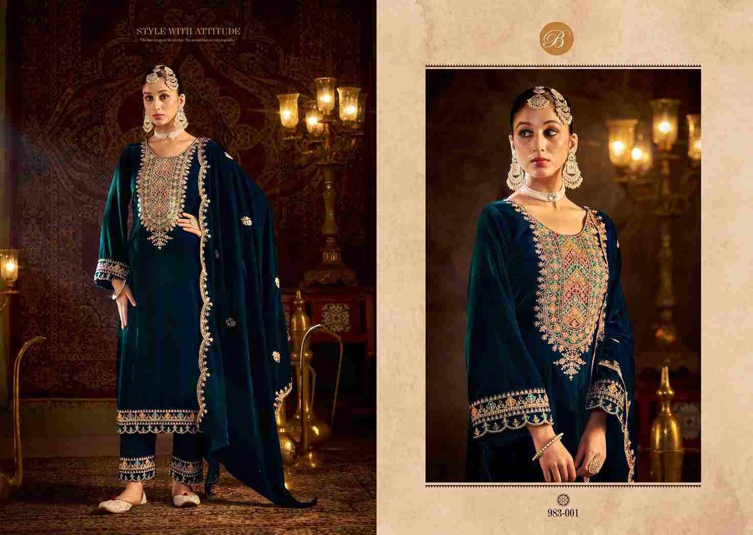 Meenakari By Belliza 983-001 To 983-004 Series Beautiful Festive Suits Stylish Fancy Colorful Casual Wear & Ethnic Wear Pure Velvet Dresses At Wholesale Price