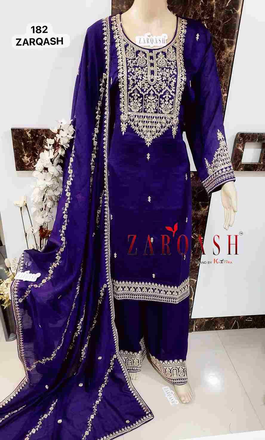 Zarqash Hit Design Z-182 By Zarqash Designer Festive Pakistani Suits Collection Beautiful Stylish Fancy Colorful Party Wear & Occasional Wear Vichitra Silk With Embroidered Dresses At Wholesale Price