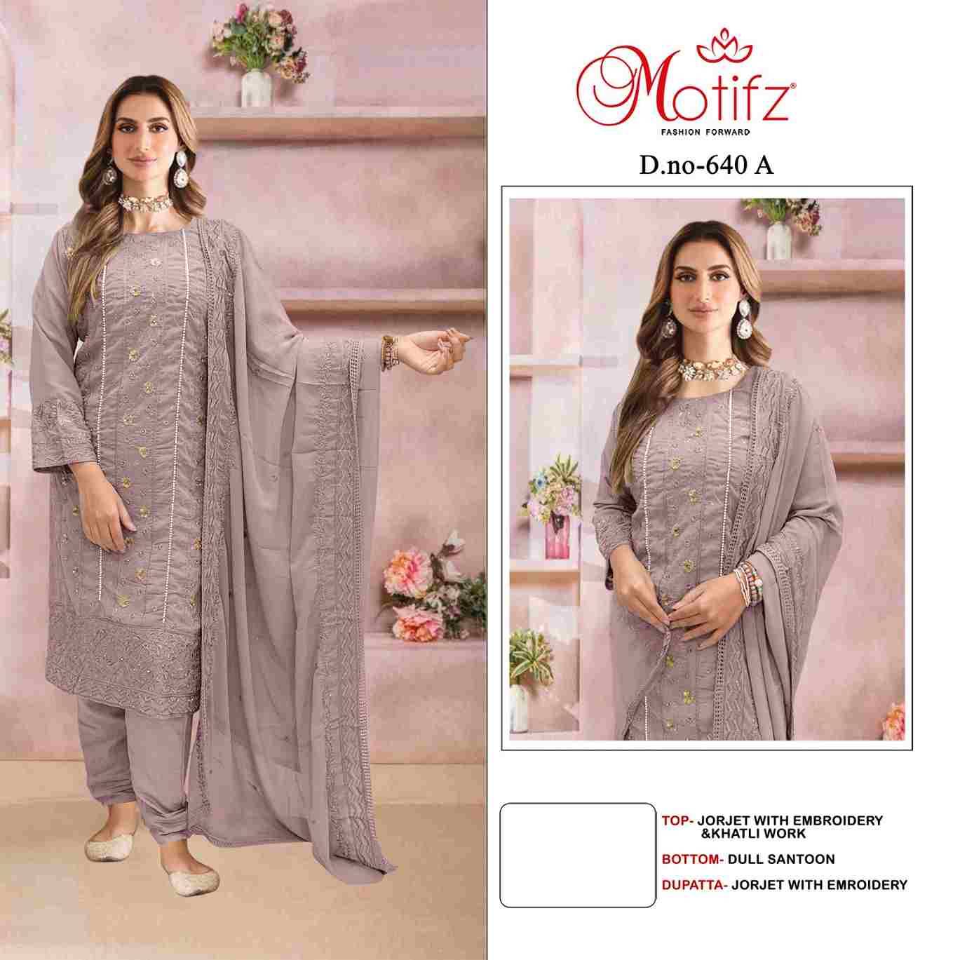 Motifz Hit Design 640 By Motifz 640-A To 640-D Series Beautiful Pakistani Suits Colorful Stylish Fancy Casual Wear & Ethnic Wear Georgette Dresses At Wholesale Price