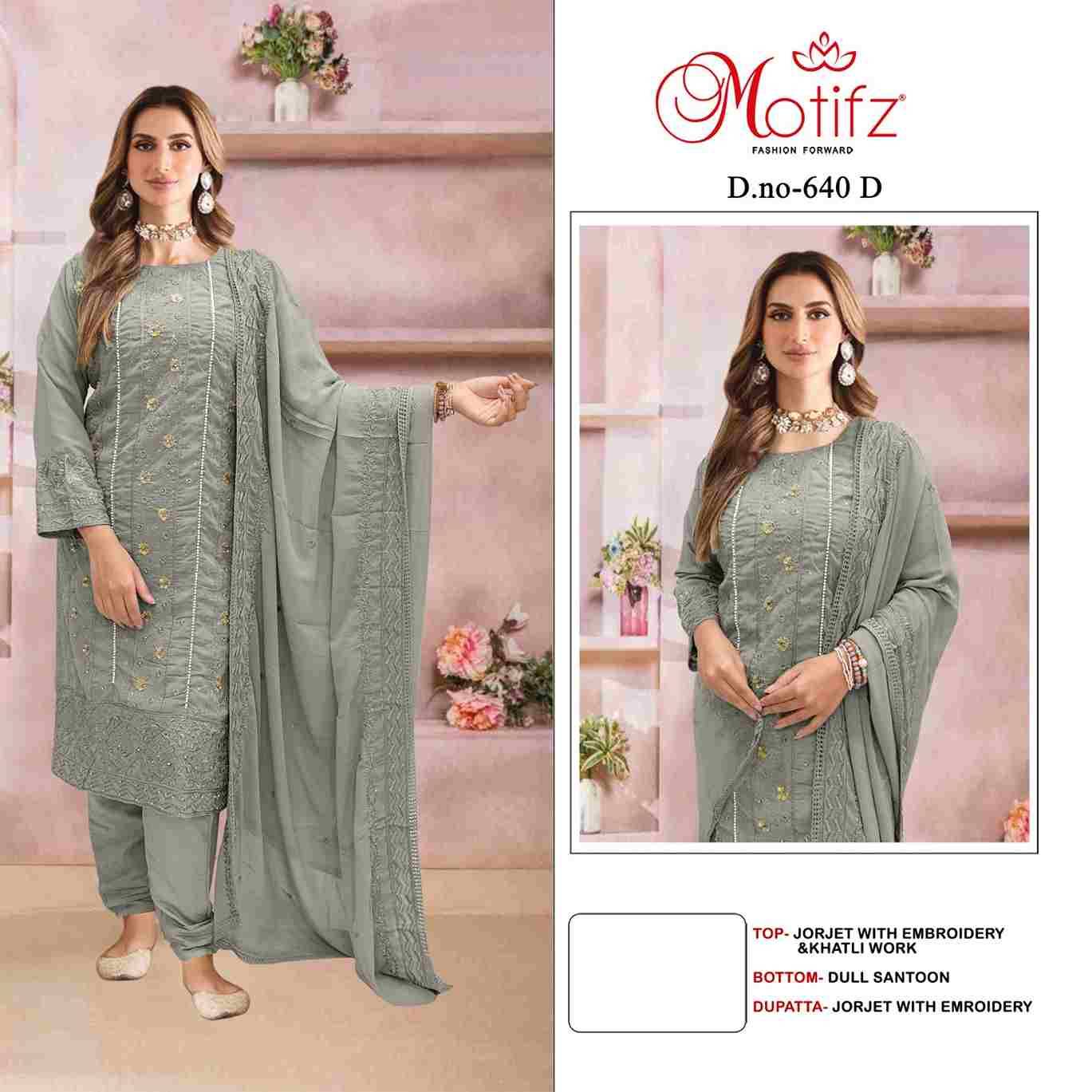 Motifz Hit Design 640 By Motifz 640-A To 640-D Series Beautiful Pakistani Suits Colorful Stylish Fancy Casual Wear & Ethnic Wear Georgette Dresses At Wholesale Price