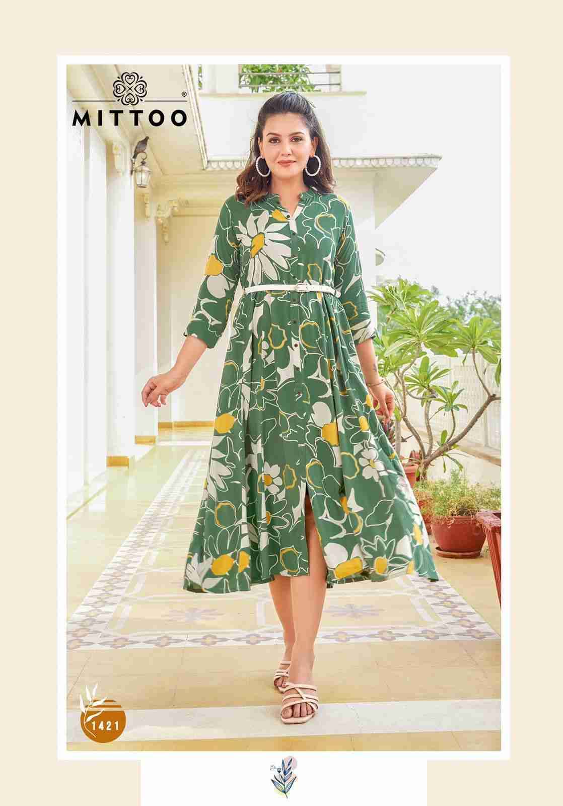 Belt Vol-17 By Mittoo 1419 To 1424 Series Designer Stylish Fancy Colorful Beautiful Party Wear & Ethnic Wear Collection Rayon Print Kurtis At Wholesale Price