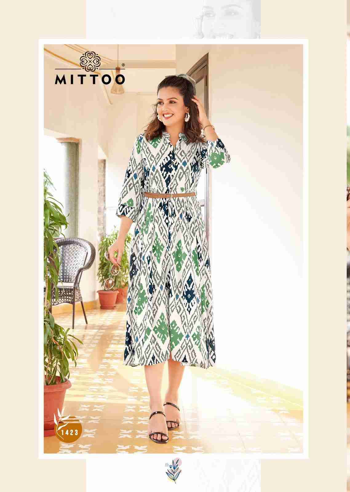 Belt Vol-17 By Mittoo 1419 To 1424 Series Designer Stylish Fancy Colorful Beautiful Party Wear & Ethnic Wear Collection Rayon Print Kurtis At Wholesale Price