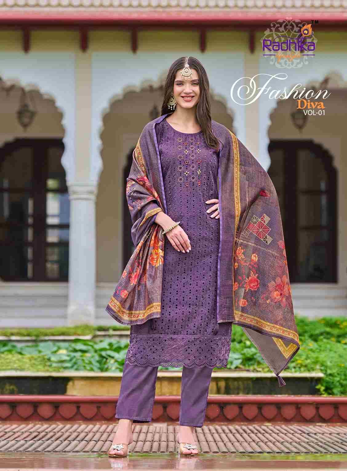 Fashion Diva Vol-1 By Radhika Lifestyle 1001 To 1006 Series Beautiful Festive Suits Colorful Stylish Fancy Casual Wear & Ethnic Wear Chanderi Silk Dresses At Wholesale Price