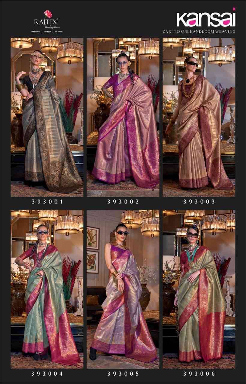 Kansai By Rajtex 393001 To 393006 Series Indian Traditional Wear Collection Beautiful Stylish Fancy Colorful Party Wear & Occasional Wear Tissue Silk Sarees At Wholesale Price