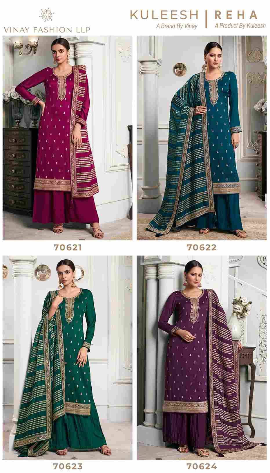 Reha By Vinay Fashion 70621 To 70624 Series Designer Sharara Suits Collection Beautiful Stylish Fancy Colorful Party Wear & Occasional Wear Silk Georgette Dresses At Wholesale Price