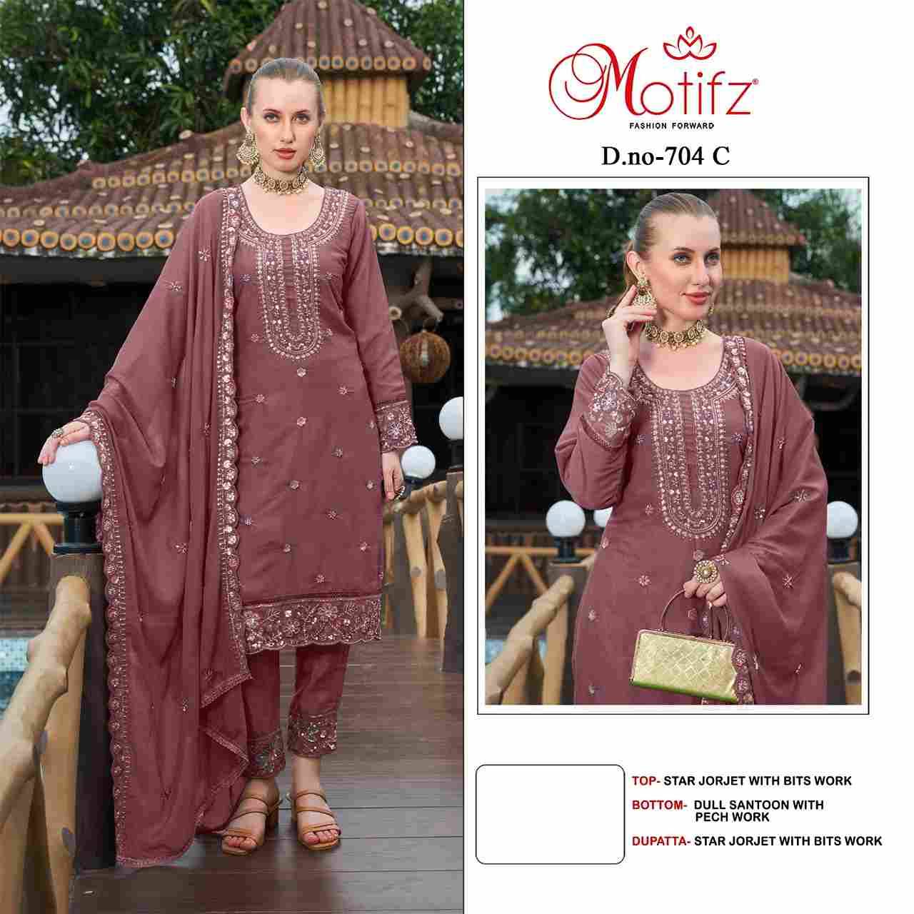 Motifz Hit Design 704 Colours By Motifz 704-A To 704-D Series Beautiful Pakistani Suits Colorful Stylish Fancy Casual Wear & Ethnic Wear Georgette Dresses At Wholesale Price