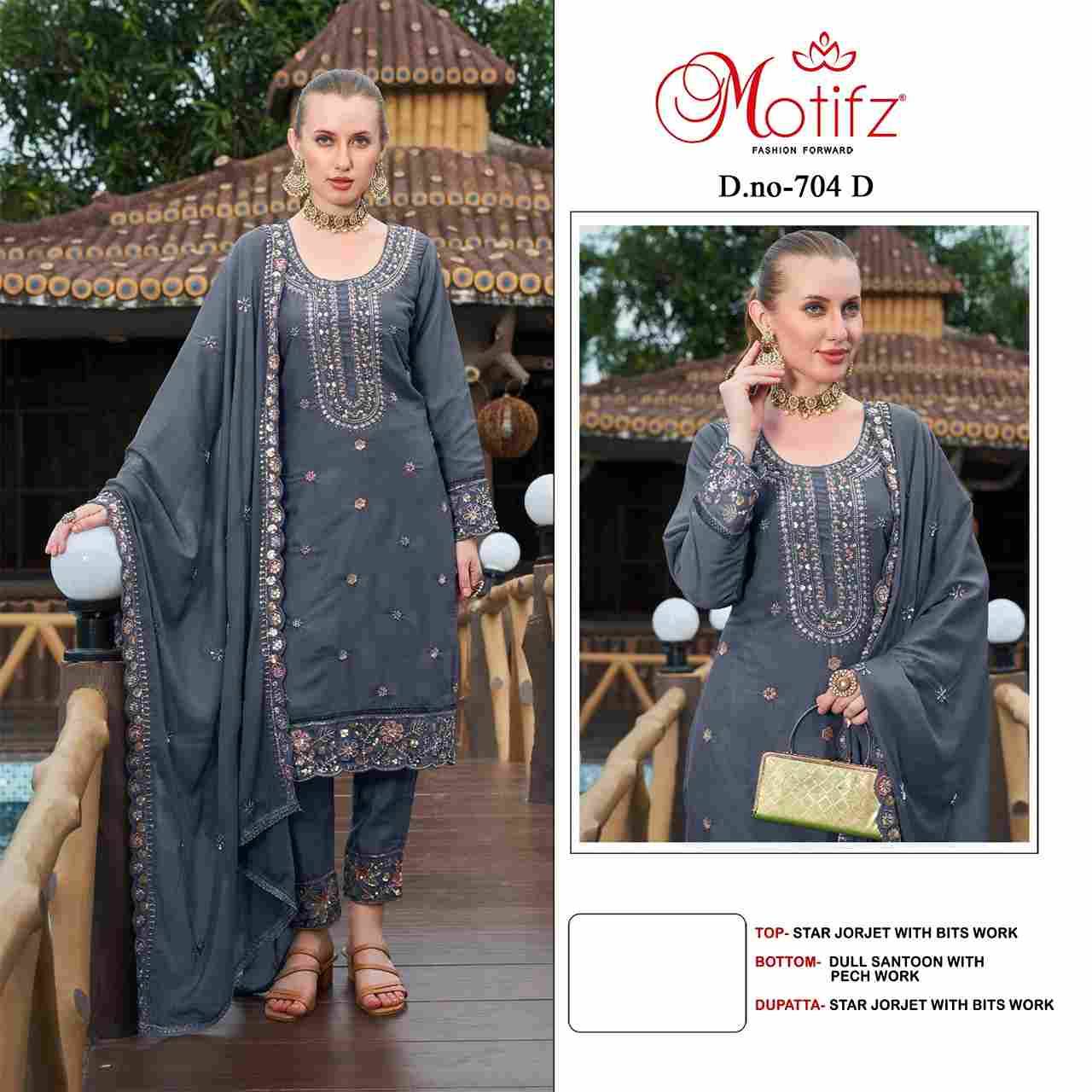 Motifz Hit Design 704 Colours By Motifz 704-A To 704-D Series Beautiful Pakistani Suits Colorful Stylish Fancy Casual Wear & Ethnic Wear Georgette Dresses At Wholesale Price