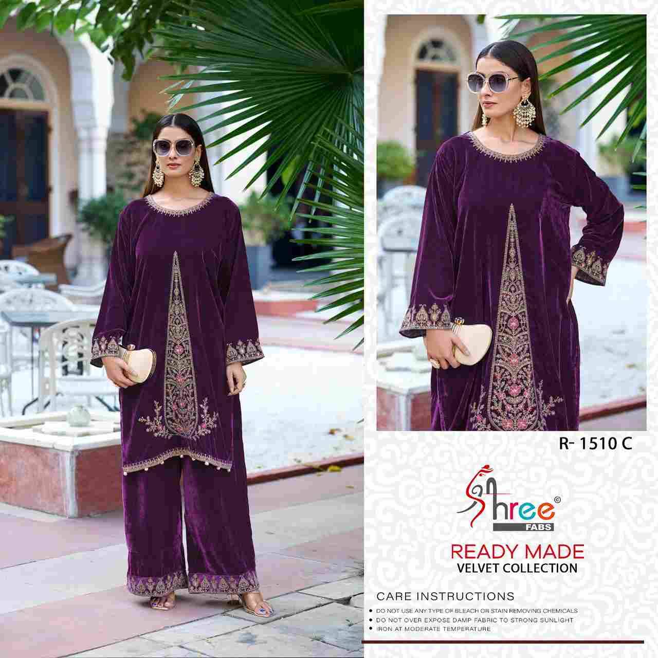 Shree Fabs Hit Design R-1510 Colours By Shree Fabs R-1510-A To R-1510-C Series Wholesale Designer Pakistani Suits Collection Beautiful Stylish Fancy Colorful Party Wear & Occasional Wear Velvet Kurtis With Bottom At Wholesale Price