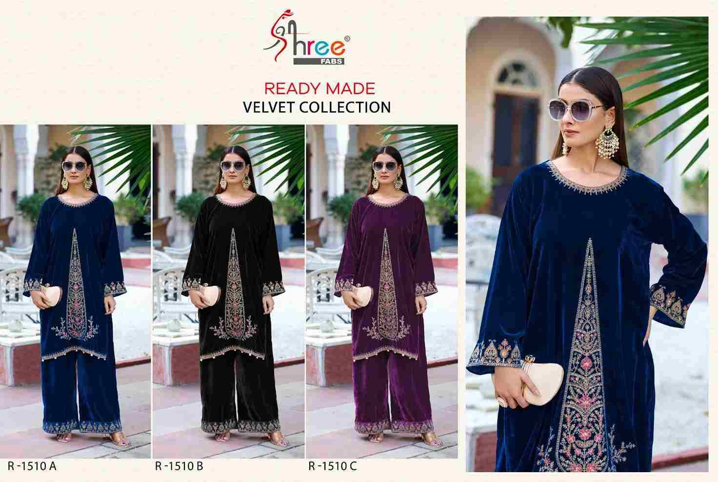 Shree Fabs Hit Design R-1510 Colours By Shree Fabs R-1510-A To R-1510-C Series Wholesale Designer Pakistani Suits Collection Beautiful Stylish Fancy Colorful Party Wear & Occasional Wear Velvet Kurtis With Bottom At Wholesale Price