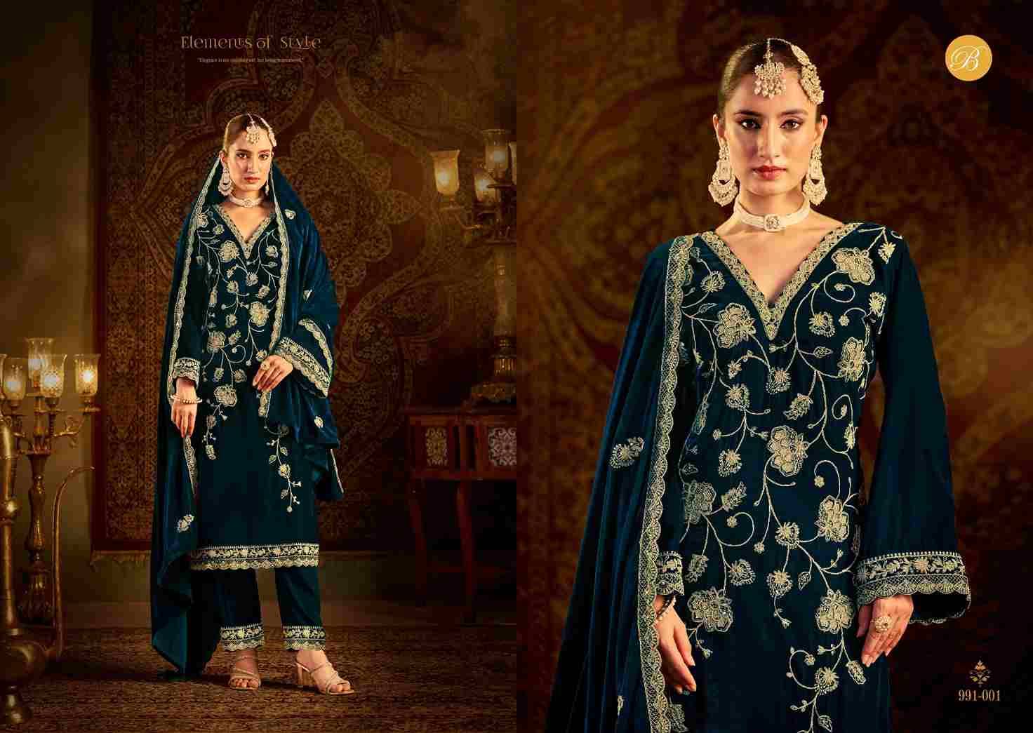 Winter Luxury Vol-2 By Belliza 991-001 To 991-004 Series Beautiful Stylish Festive Suits Fancy Colorful Casual Wear & Ethnic Wear & Ready To Wear Pure Velvet Embroidered Dresses At Wholesale Price