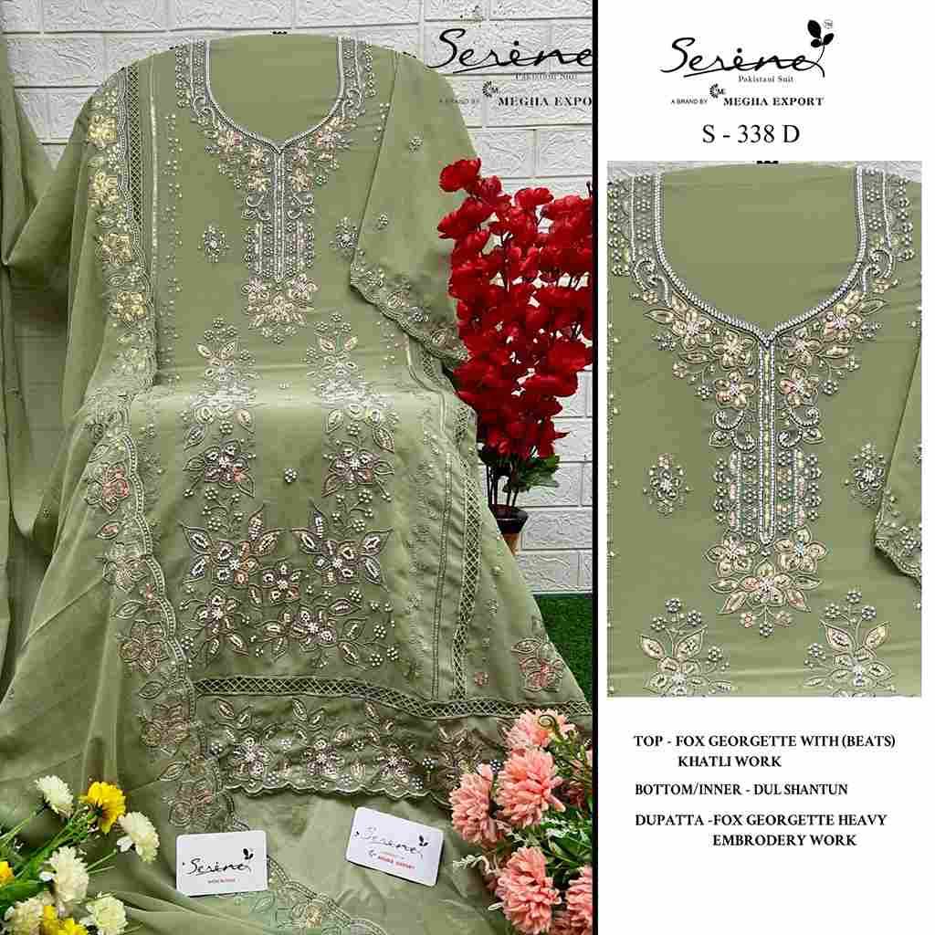 Serene Hit Design S-338 Colours By Serene S-338-A To S-338-D Series Designer Pakistani Suits Beautiful Fancy Colorful Stylish Party Wear & Occasional Wear Faux Georgette Embroidered Dresses At Wholesale Price