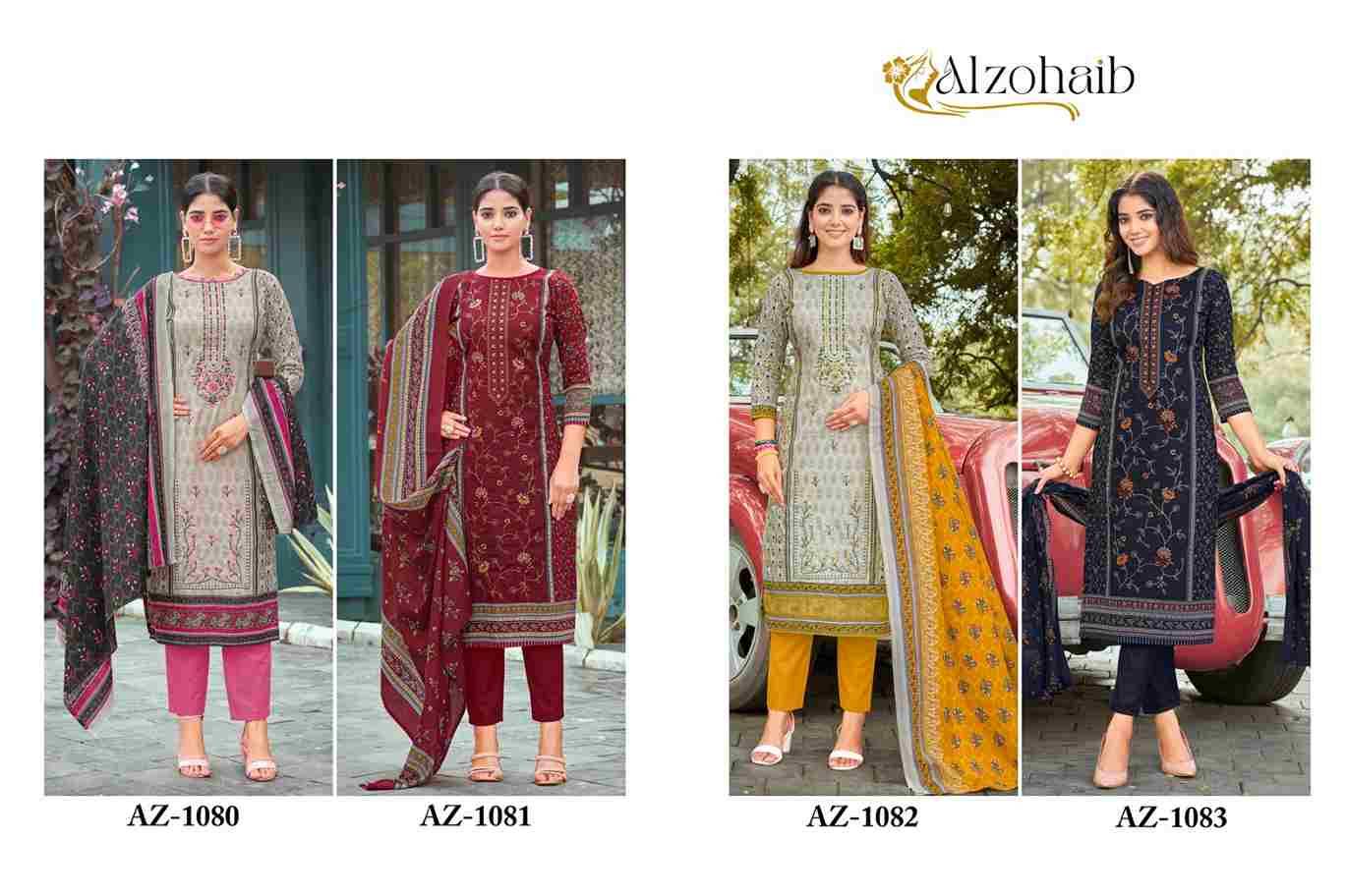 Alzohaib 1080 Series By Alzohaib 1080 To 1083 Series Beautiful Pakistani Suits Stylish Fancy Colorful Party Wear & Occasional Wear Pure Cotton Print Dresses At Wholesale Price