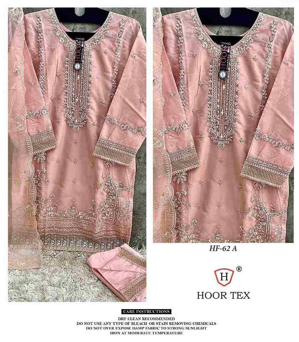 Hoor Tex Hit Design HF-62 Colours By Hoor Tex HF-62-A To HF-62-D Series Designer Festive Pakistani Suits Collection Beautiful Stylish Fancy Colorful Party Wear & Occasional Wear Heavy Organza With Embroidered Dresses At Wholesale Price